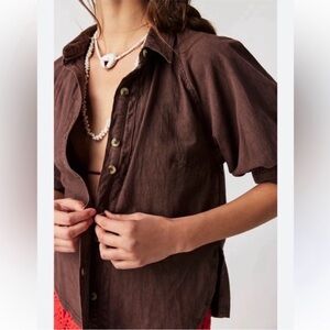NWOT Free People We The Free "Ellie" solid top in chocolate Lava size small